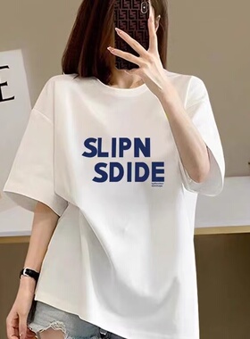 圆领情侣全棉短袖2026年夏季新款男女生花卉刺绣重磅T恤女3