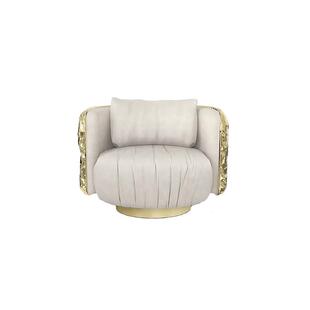 意式轻奢真皮单人沙发高档别墅客厅设计师高级感金属扶手椅高定