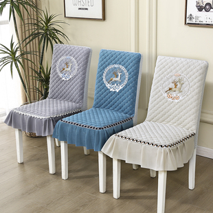 中式直背椅子套罩全包防滑餐厅餐桌凳子套座椅保护套一体凳子套罩
