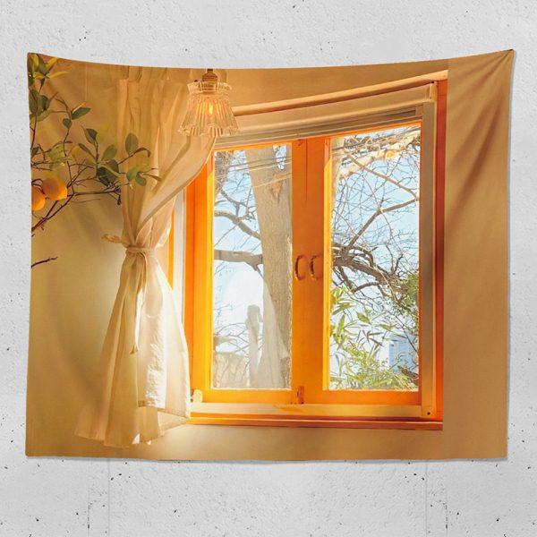 窗外的风景 黄色暖放松背景布 宿舍布置装饰布 卧室房间挂布墙布,居家布艺,挂毯/壁毯,淘宝优惠券,粉丝福利购,淘宝优惠卷