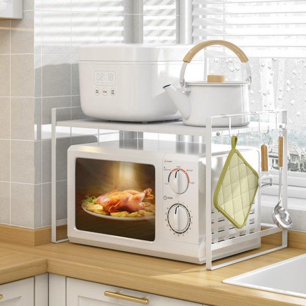 厨房微波炉架子日式台面白色收纳架简约双层家用电饭煲烤箱置物架,厨房/烹饪用具,微波炉置物架,淘宝优惠券,粉丝福利购,淘宝优惠卷