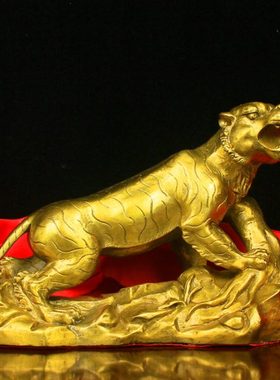 纯铜老虎铜上山虎铜下山虎十二生肖虎人生如意虎家居客厅礼品摆件