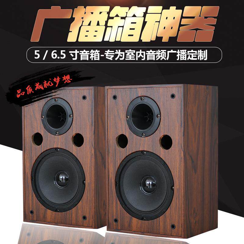 奋声/校园教室超市公共广播音箱背景音乐壁挂音响木质定阻音响