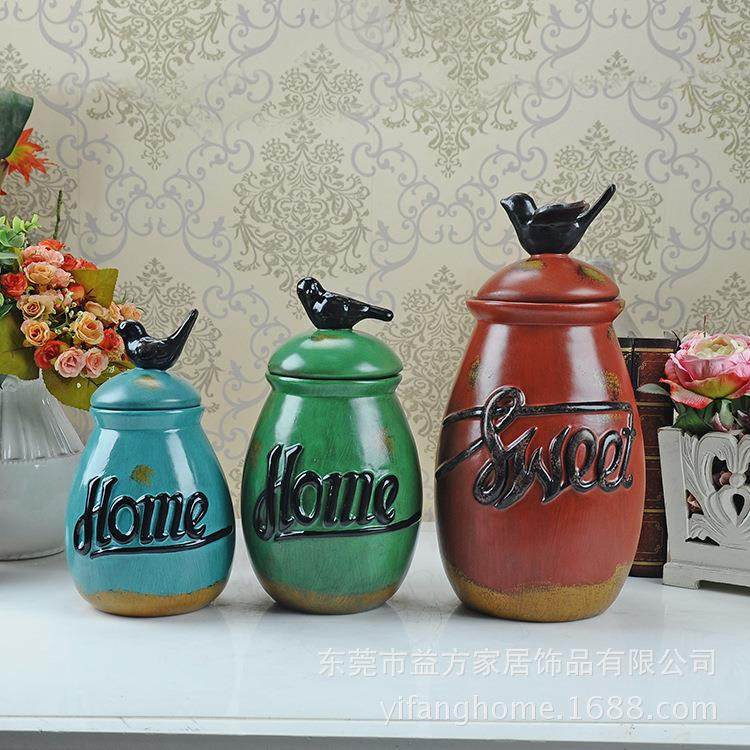 欧式仿古小鸟装饰罐储物罐办公客厅样板房摆件树脂工艺品装饰品,纺织面料/辅料/配套,纺织机械配件,淘宝优惠券,粉丝福利购,淘宝优惠卷