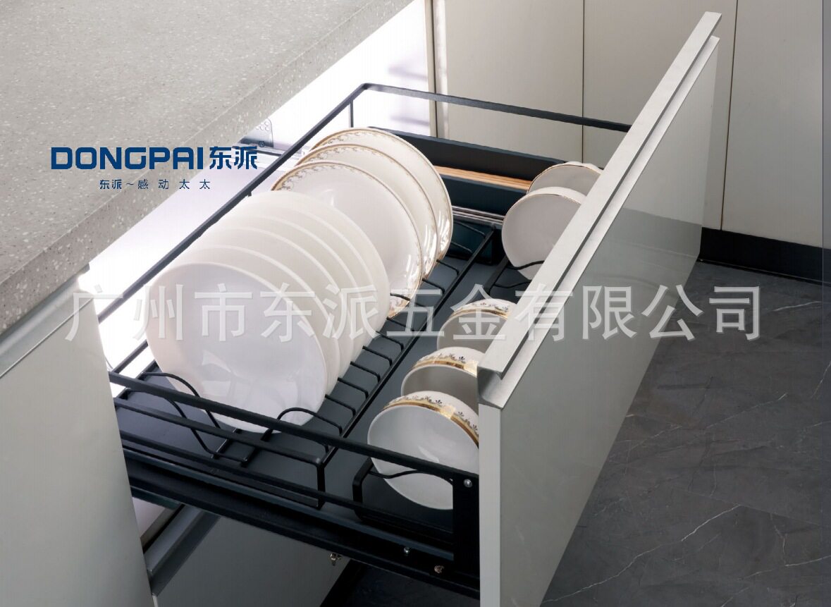 东派黑金钢炉台拉篮黑金钢碗碟拉篮厨房线材钢收纳拉篮功能篮