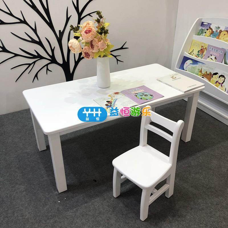 幼儿园欧式烤漆长方桌椅儿童兴趣培训班白色六人桌早教四人正方桌