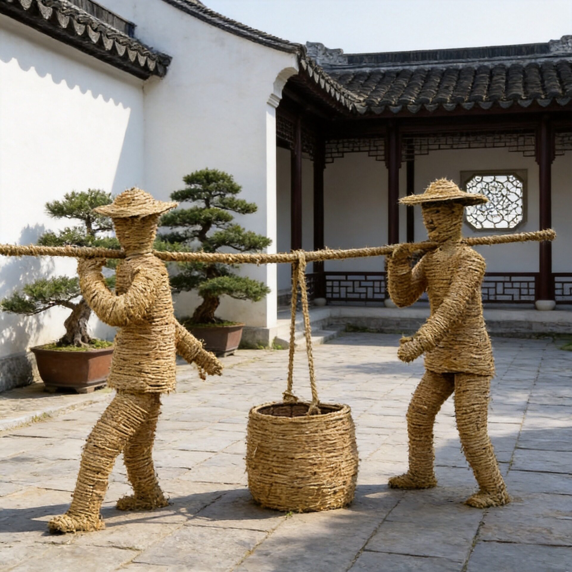 稻草工艺品动物造型摆件场景布置稻草编织景点草编艺术雕塑工艺品