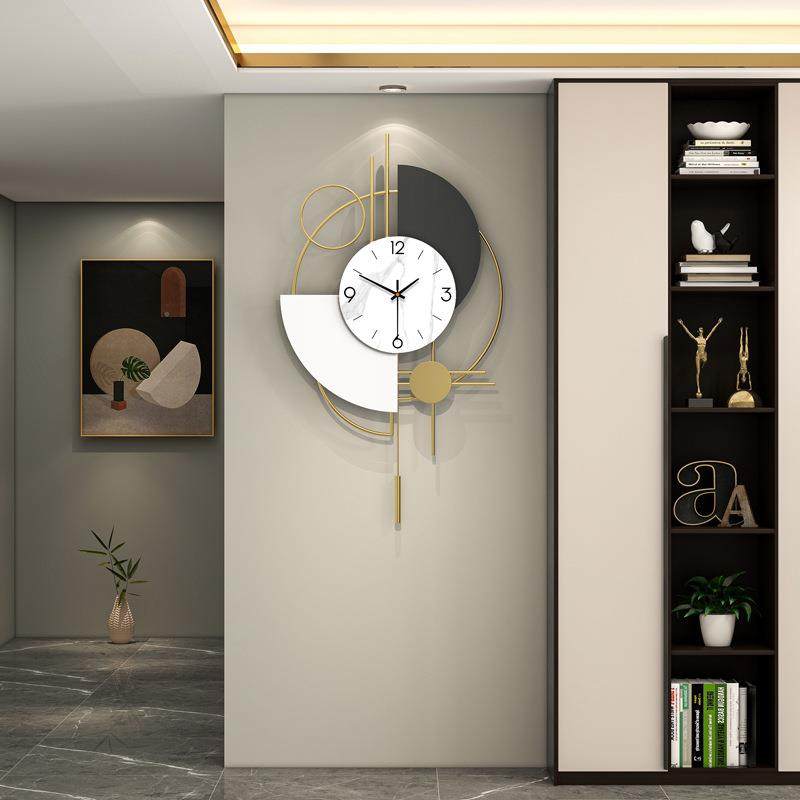 现代创意时钟挂墙家用客厅时尚玄关背景装饰挂钟简约轻奢钟表新款