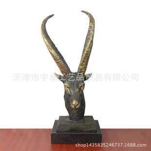 宇卓铜器纯铜羊头铜羊工艺品领头羊家居装饰办公室摆件