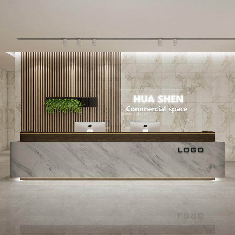 现代简约公司前台接待台办公吧台美容院酒店咨询桌收银服务台