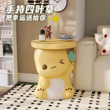 创意小奶龙床头柜现代简约小茶几卡通奶油风边几树脂落地家居摆件