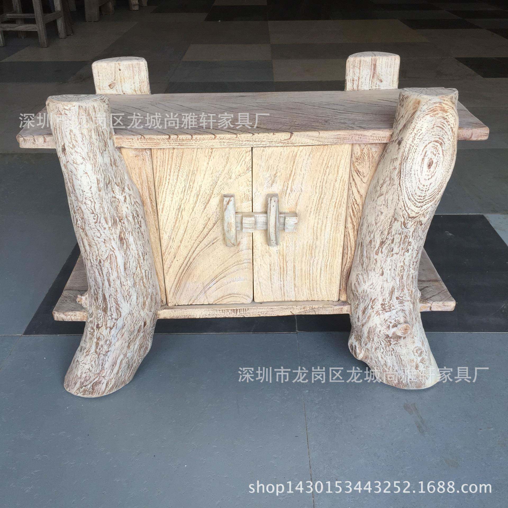 原生态家具实木餐边柜免漆做旧双门碗柜角柜原木小储物柜民宿装饰