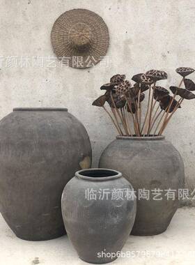 土陶缸陶罐黑色大缸翁水缸软装新品花盆水陆缸民俗装饰