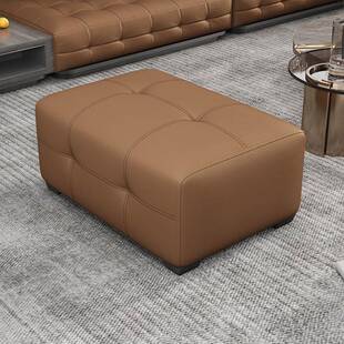 劳伦斯沙发凳脚踏真皮豆腐块小沙发单个简约踩脚凳家用跷脚凳神器