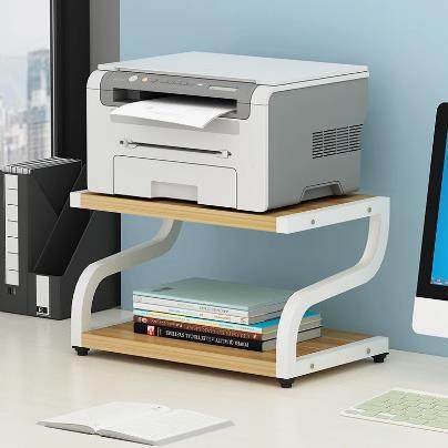 办公室文件双层收纳架简约桌面铁艺置物架电话架简易打印机架子