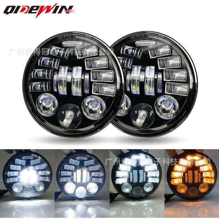 5.75寸毛毛虫牧马人大灯改装车灯h4远近一体双光透镜汽车led大灯