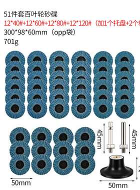 蓝色转矩砂碟2寸50mm51pc 转聚砂碟气动小型转矩百叶轮纽扣百叶片