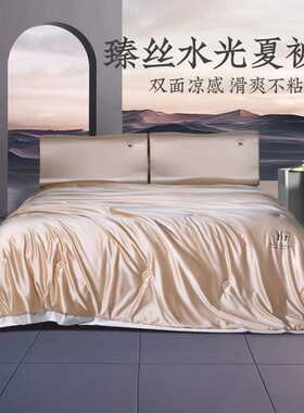 远梦家纺被芯臻丝水光夏被生物绒被子可水洗轻奢高端凉感双人夏被