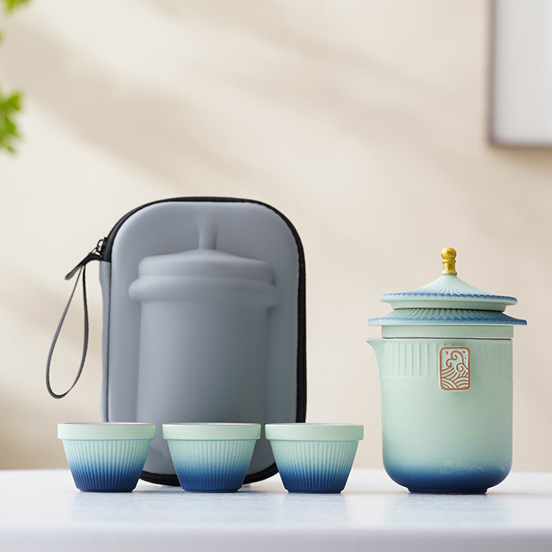 故宫旅行茶具套装快客杯一壶三杯便携式泡茶器户外露营随行泡茶壶