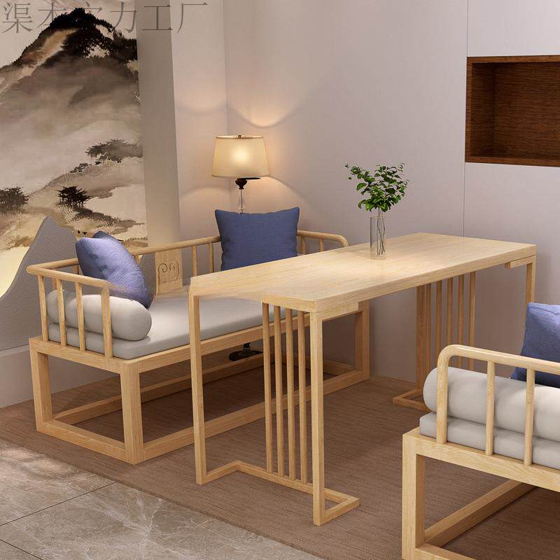 实木茶楼酒店商用卡座沙发桌椅组合新中式餐饮饭店定 制国