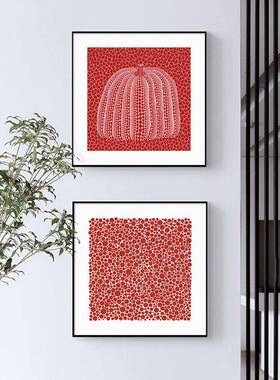 草间弥生红色南瓜餐厅装饰画现代简约轻奢艺术挂画玄关摆画时尚