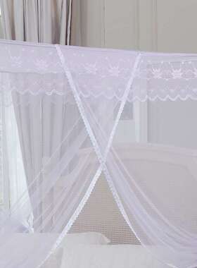 新款三开门方顶蚊帐 紫色温柔纺织宫廷蚊帐  透气型蕾丝蚊帐