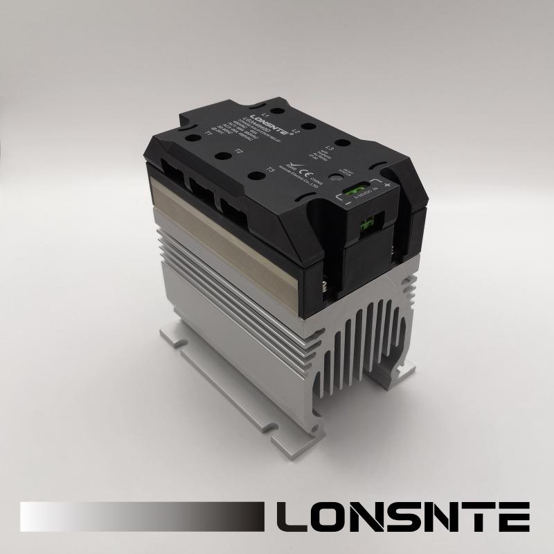 LG3A4825D蓝石LONSNTE三相固态继电器25A交流380VAC散热器一体SSR