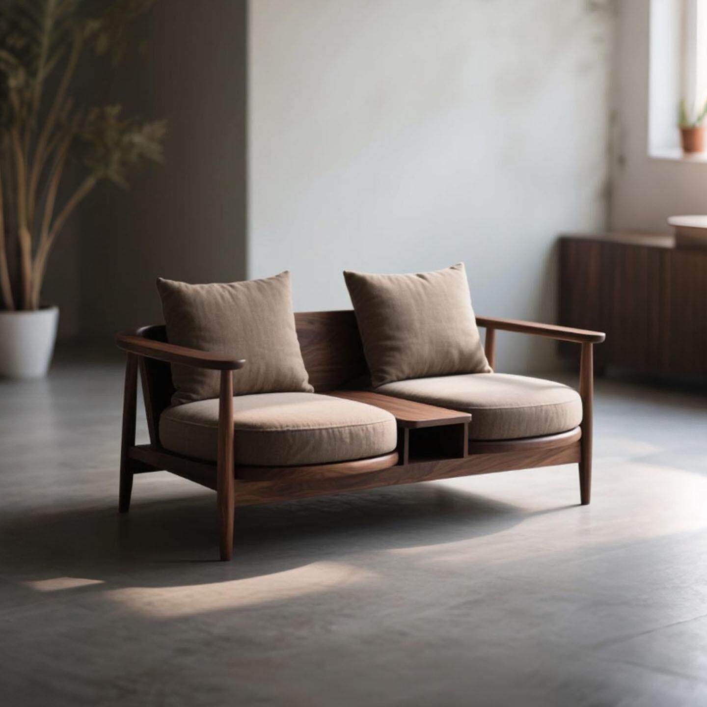 新中式北美黑胡桃木罗汉床宋式美学双人连体椅客厅小户型实木沙发