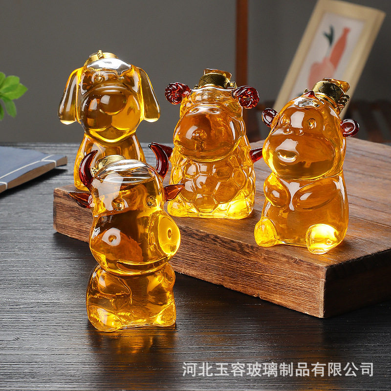 新品厂家批发工艺酒瓶摆件十二生肖泡酒瓶动物玻璃泡酒器玻璃酒瓶