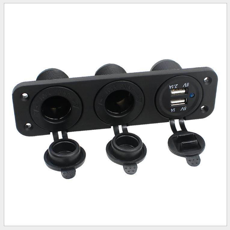 汽摩房车游艇船多功能改装汽车充电孔双点烟器12V母座带USB带电表