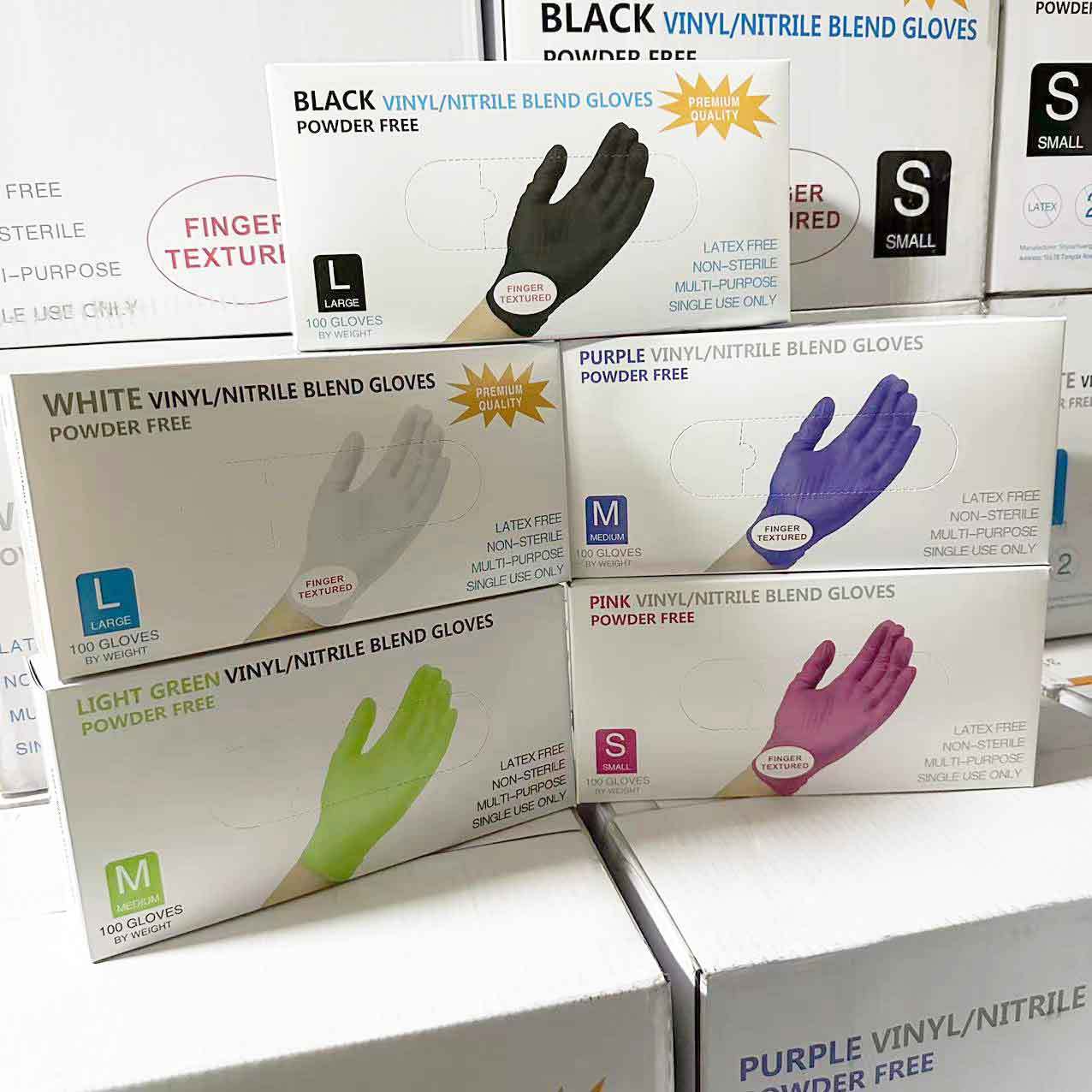 万力塑胶一次性丁腈手套混合丁腈手套加厚食品级复合丁腈防护手套