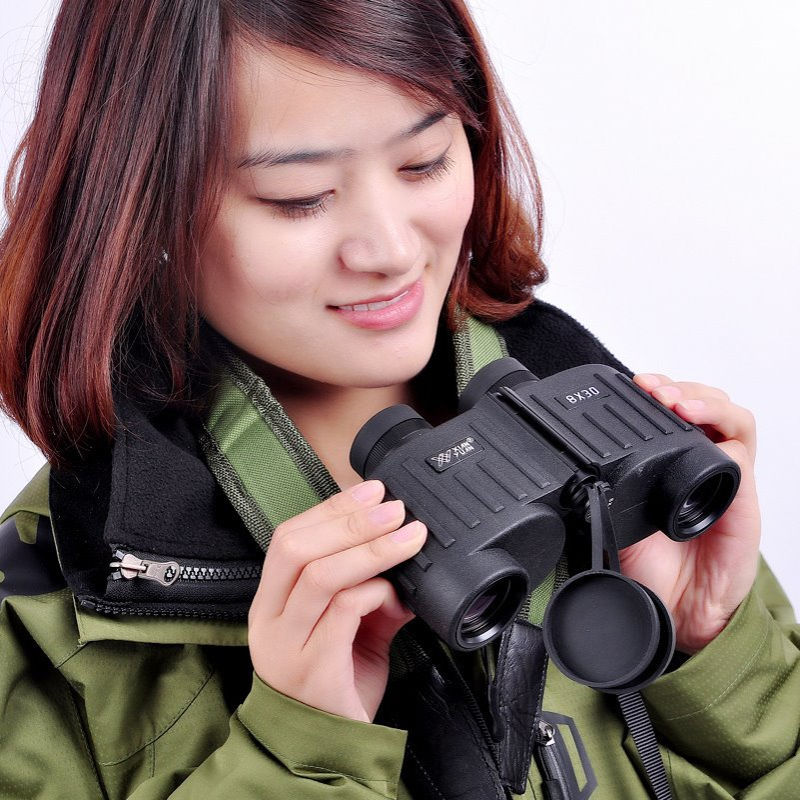 批发供应仙缘双筒8x30黑色高倍高清带十字坐标测距望远镜非红外