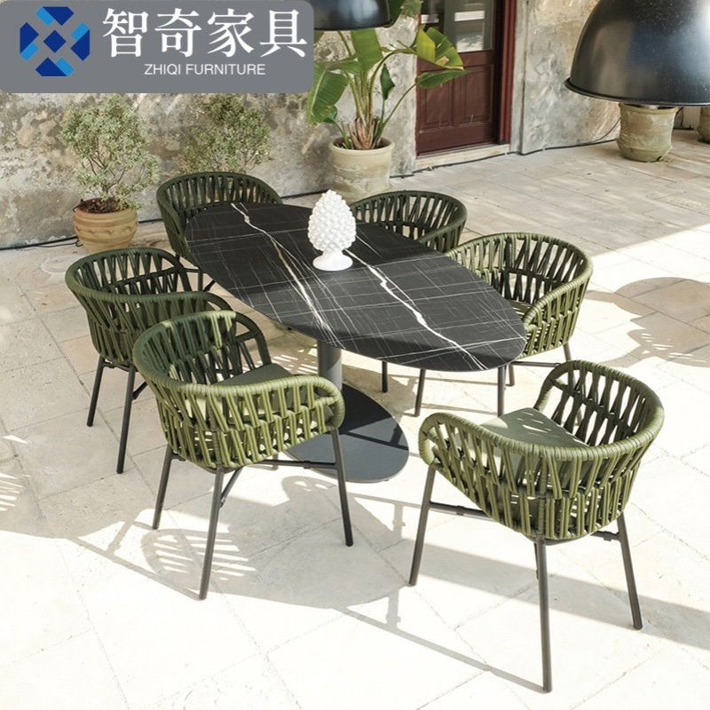 户外花园桌椅组合室外庭院别墅休闲区露天阳台铝合金藤编椅子家具