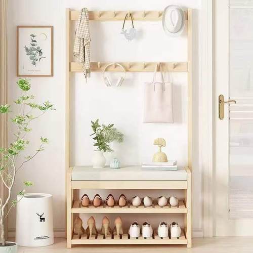 木换鞋实凳挂衣架一体家用客厅地进门多功鞋帽组合落能FIG式衣帽