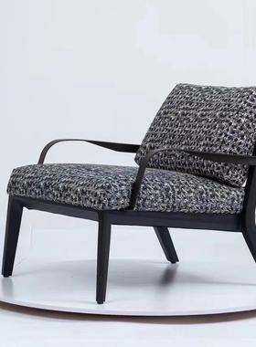 意式极简轻奢单人沙别发椅酒店墅客厅休闲椅布艺金设属88326计师