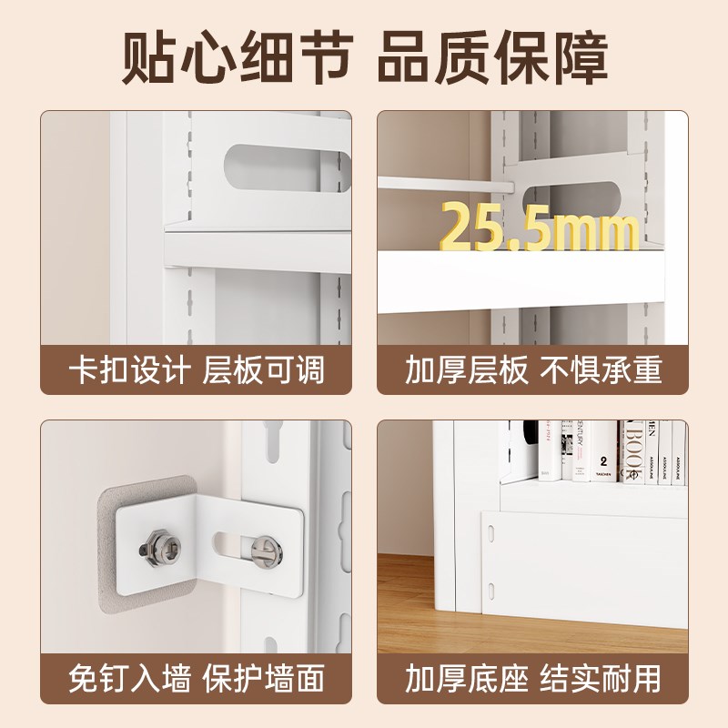 钢制书架带推g拉门落地防尘置物架客厅靠墙收纳架家用多层绘本架