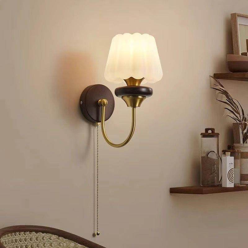 式壁灯过957中古床头客厅复古法卧室头灯美式道实床木走廊背景墙