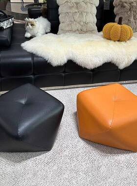 轻奢高矮级感八角小凳子门OVA口换鞋凳客沙发脚脚凳踏家用皮坐墩