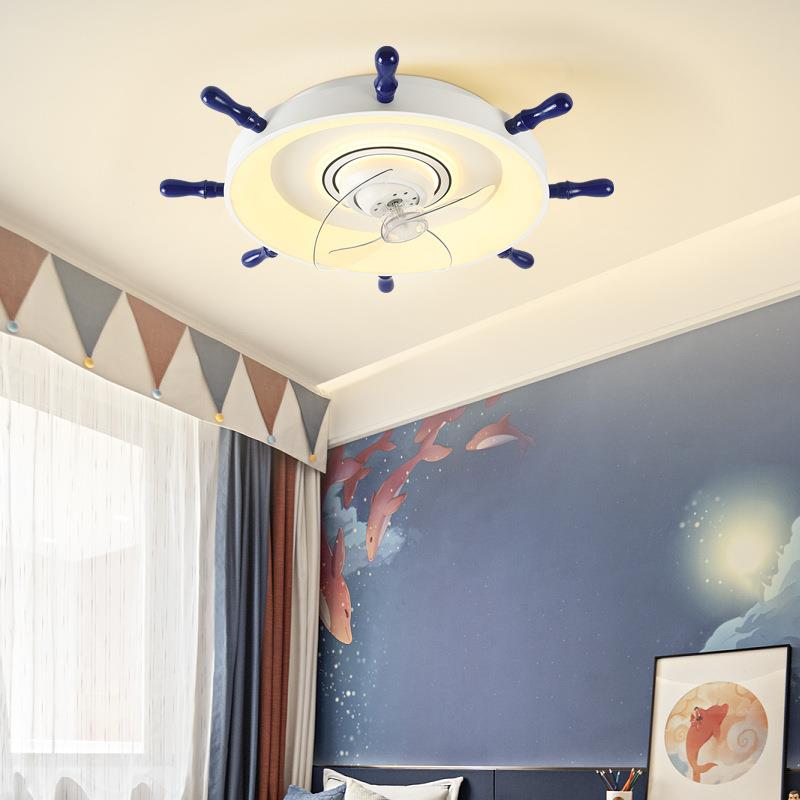 风扇扇灯吊扇灯儿童意房创顶带吸风一体灯具智能语音静音电扇灯