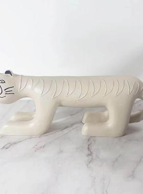 简约现代色抽房象大脚虎树脂白摆件样间客厅板3865玄关电视柜儿童