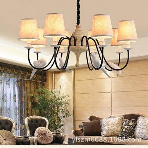 美客厅村吊556灯灯北欧乡复古个性树脂小鸟式铁艺饰餐厅卧室单头,家装灯饰光源,智能吊灯,淘宝优惠券,粉丝福利购,淘宝优惠卷