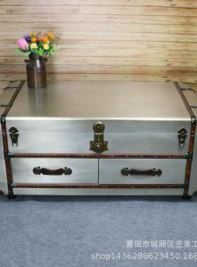 欧式铝皮茶几复箱可子茶几工业风家古具定制储物RIZ铝皮箱