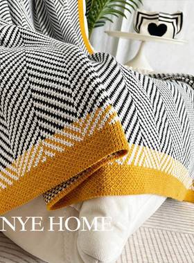 风北欧条纹盖毯调空房披肩办公床室午睡沙发JDO盖毯尾毯四季定制