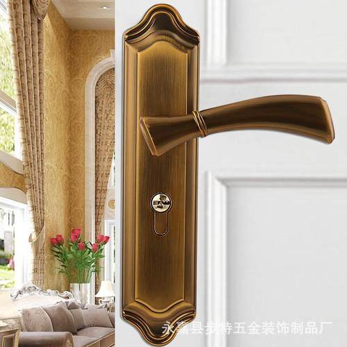 门锁卧室锁具把内静音1902-B2门锁美式生间门锁实木室门手执手锁