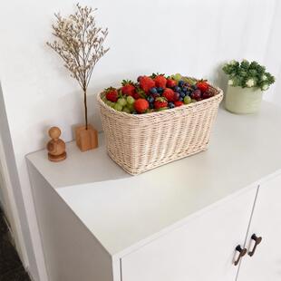 印尼篮编水果篮面包筐超市果蔬陈列展示BYH食纳框方形编织藤零筐