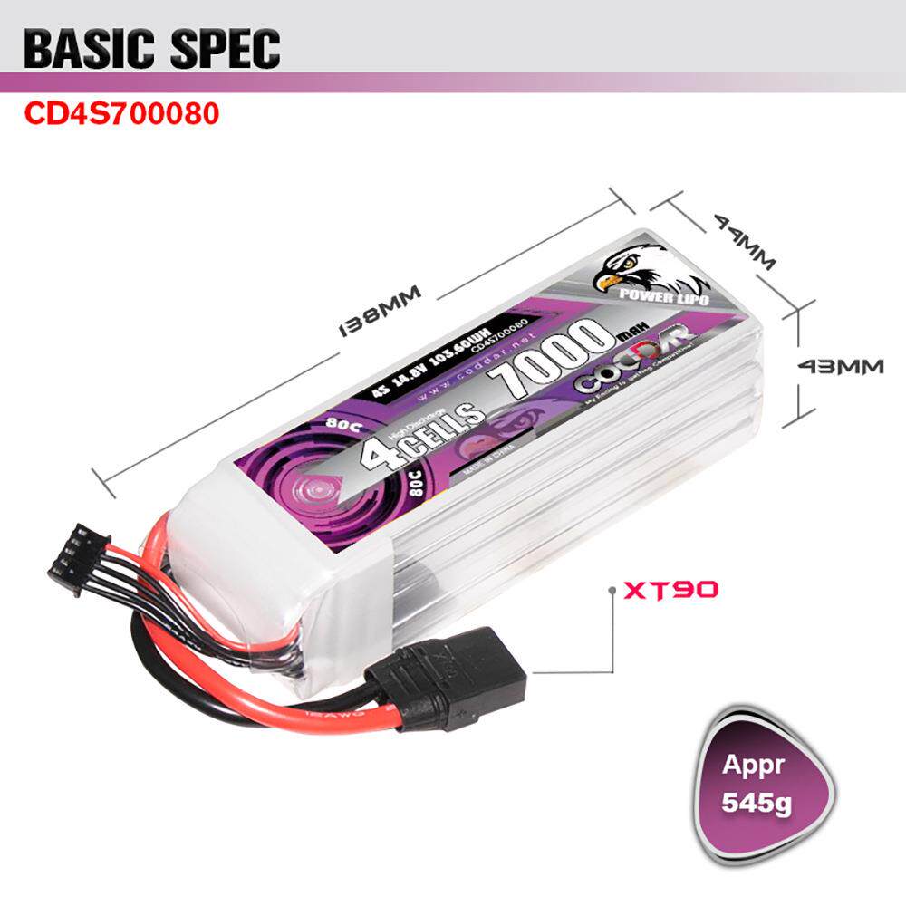 鹰氪4CO739DDR.7000MAHS148V80C稳定爆发A航模RC车模1/8锂电池