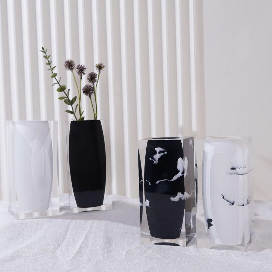 简约花瓶中古高级感高透铂晶亚克力制品高颜值水培插花瓶艺术摆件