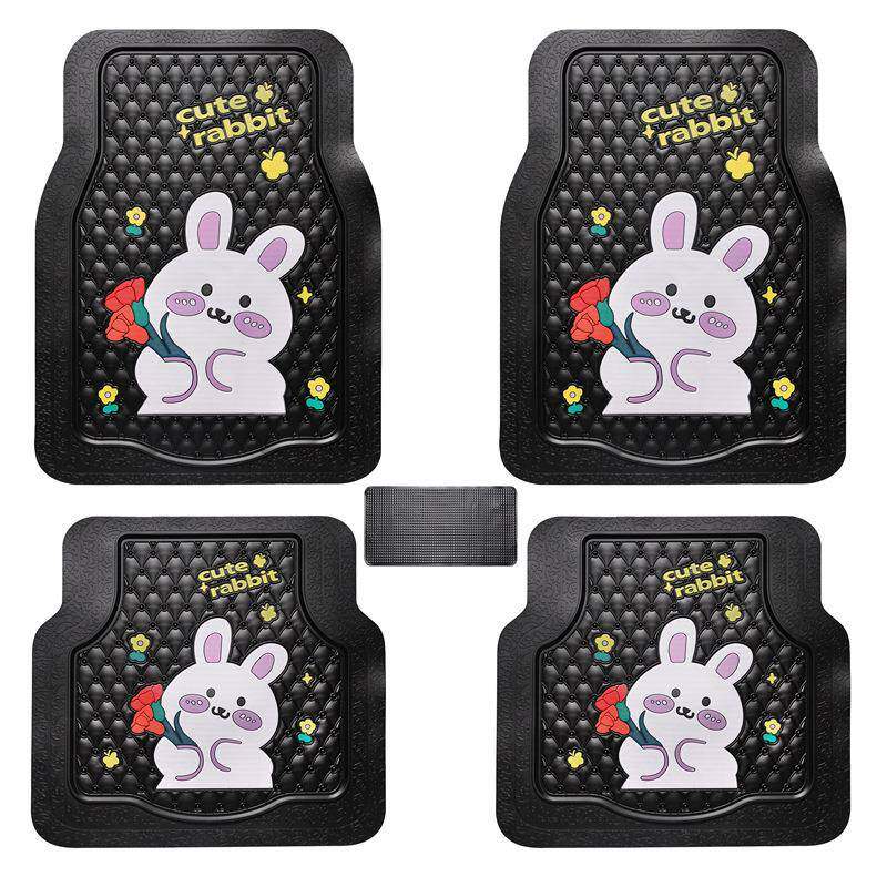 皮纹卡通汽车脚垫通用可裁剪防滑耐脏乳胶车垫