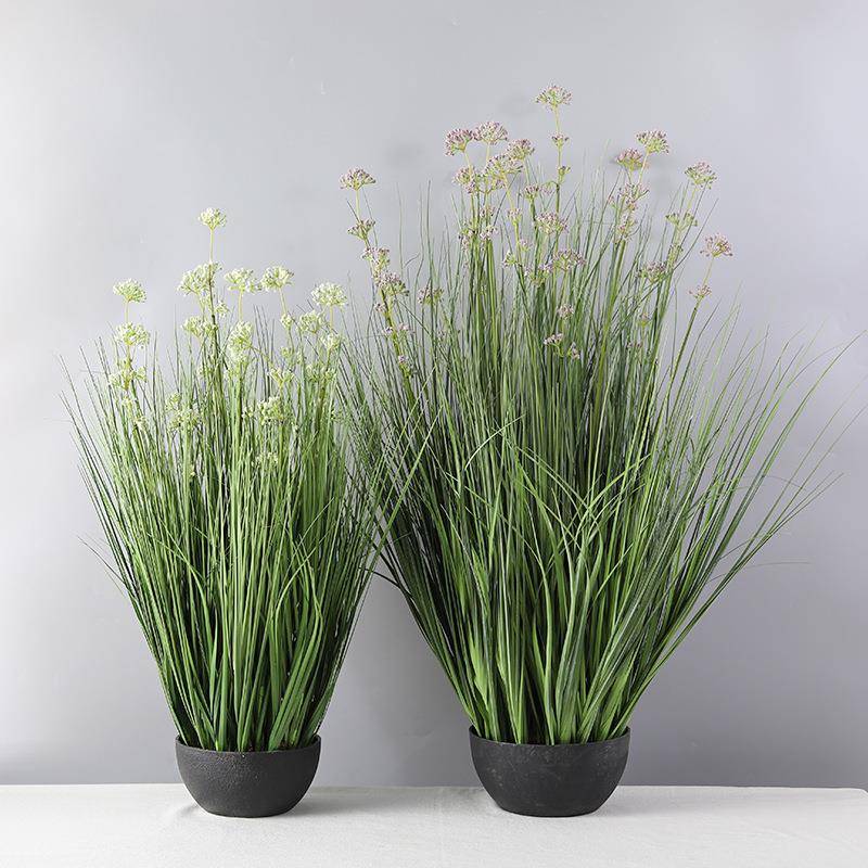 仿真花绿植盆栽韭菜花室内装饰假花盆景摆件假树假绿植洋葱草