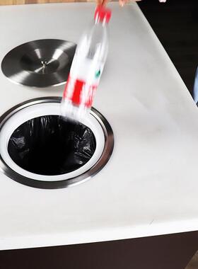 VASE橱柜台面嵌入式垃圾桶厨房拉丝不锈钢双提手柜内隐藏垃圾桶